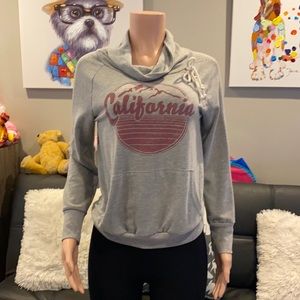 California grey lace up sweatshirt